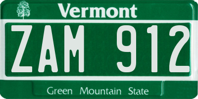 VT license plate ZAM912