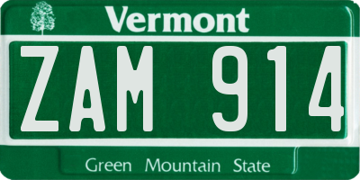 VT license plate ZAM914