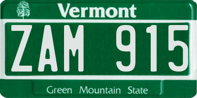 VT license plate ZAM915