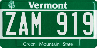 VT license plate ZAM919