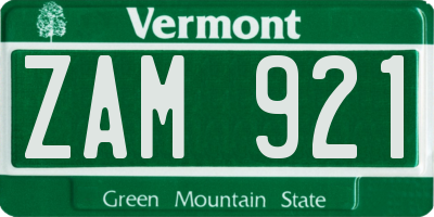 VT license plate ZAM921