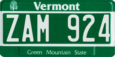 VT license plate ZAM924
