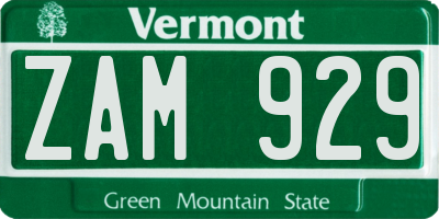VT license plate ZAM929
