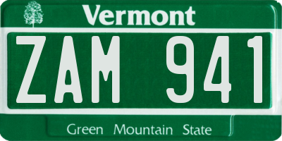 VT license plate ZAM941