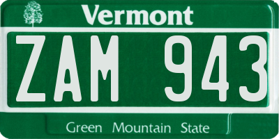 VT license plate ZAM943