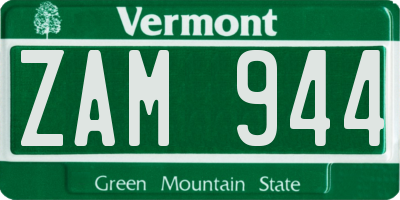 VT license plate ZAM944
