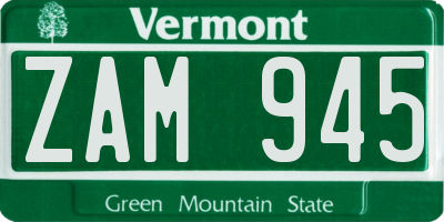 VT license plate ZAM945