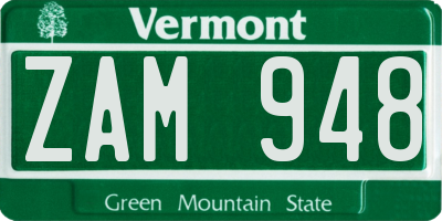 VT license plate ZAM948