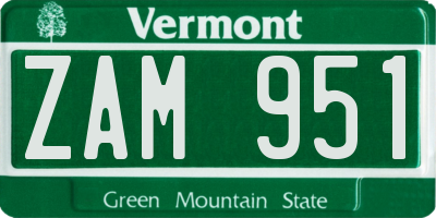 VT license plate ZAM951