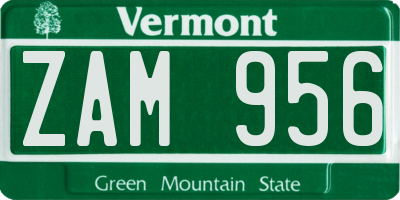VT license plate ZAM956