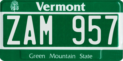 VT license plate ZAM957