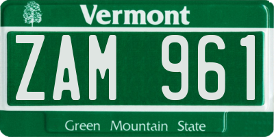 VT license plate ZAM961