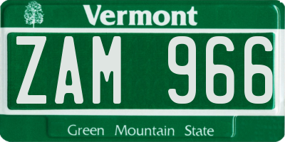 VT license plate ZAM966