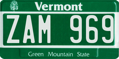 VT license plate ZAM969