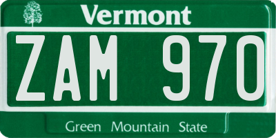VT license plate ZAM970