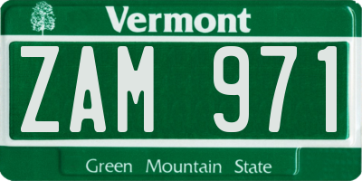 VT license plate ZAM971
