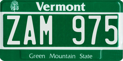 VT license plate ZAM975