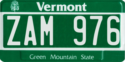 VT license plate ZAM976