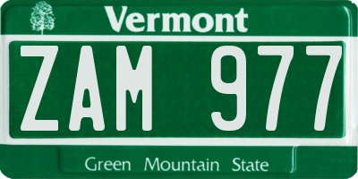 VT license plate ZAM977