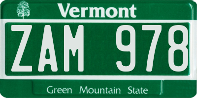 VT license plate ZAM978