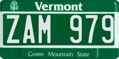 VT license plate ZAM979