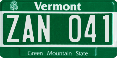 VT license plate ZAN041