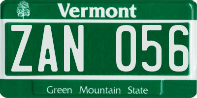 VT license plate ZAN056