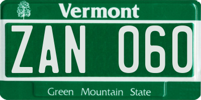 VT license plate ZAN060