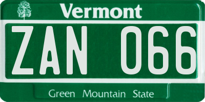 VT license plate ZAN066