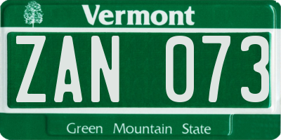 VT license plate ZAN073