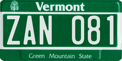VT license plate ZAN081