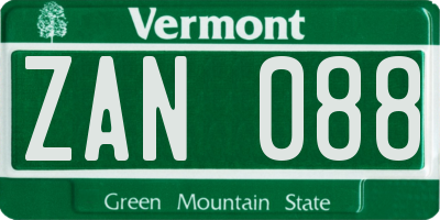 VT license plate ZAN088