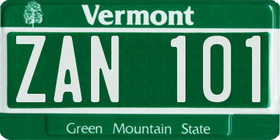 VT license plate ZAN101