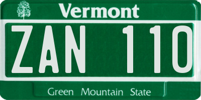VT license plate ZAN110