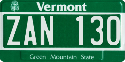 VT license plate ZAN130