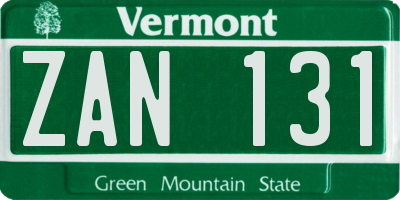 VT license plate ZAN131