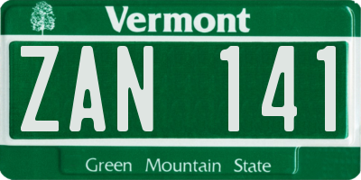 VT license plate ZAN141