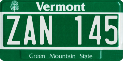VT license plate ZAN145