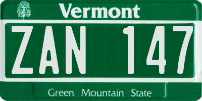 VT license plate ZAN147