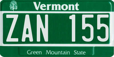 VT license plate ZAN155