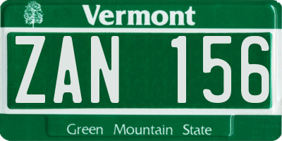 VT license plate ZAN156