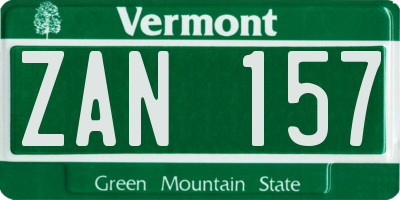 VT license plate ZAN157