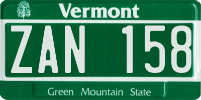 VT license plate ZAN158