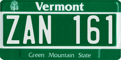 VT license plate ZAN161
