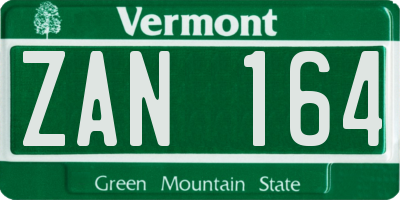 VT license plate ZAN164