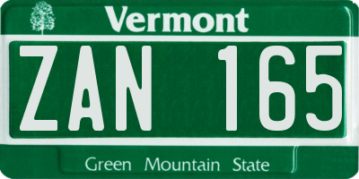 VT license plate ZAN165