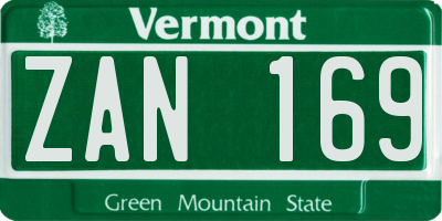 VT license plate ZAN169