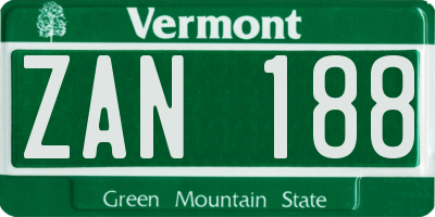 VT license plate ZAN188