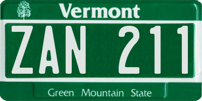 VT license plate ZAN211