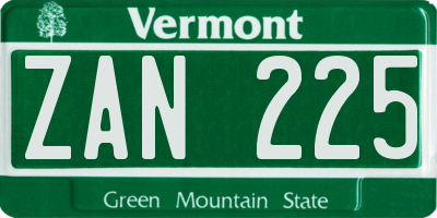 VT license plate ZAN225